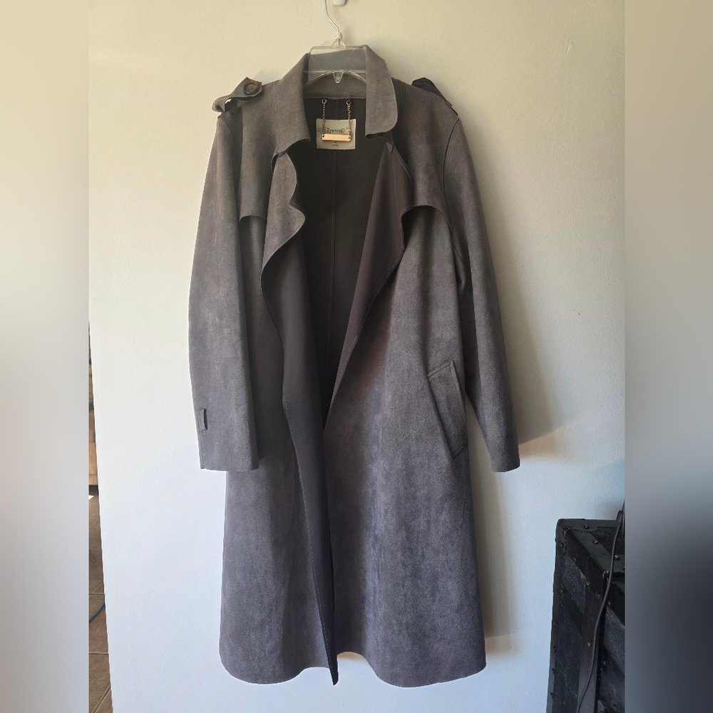 Chic Gray Women's Trench Coat